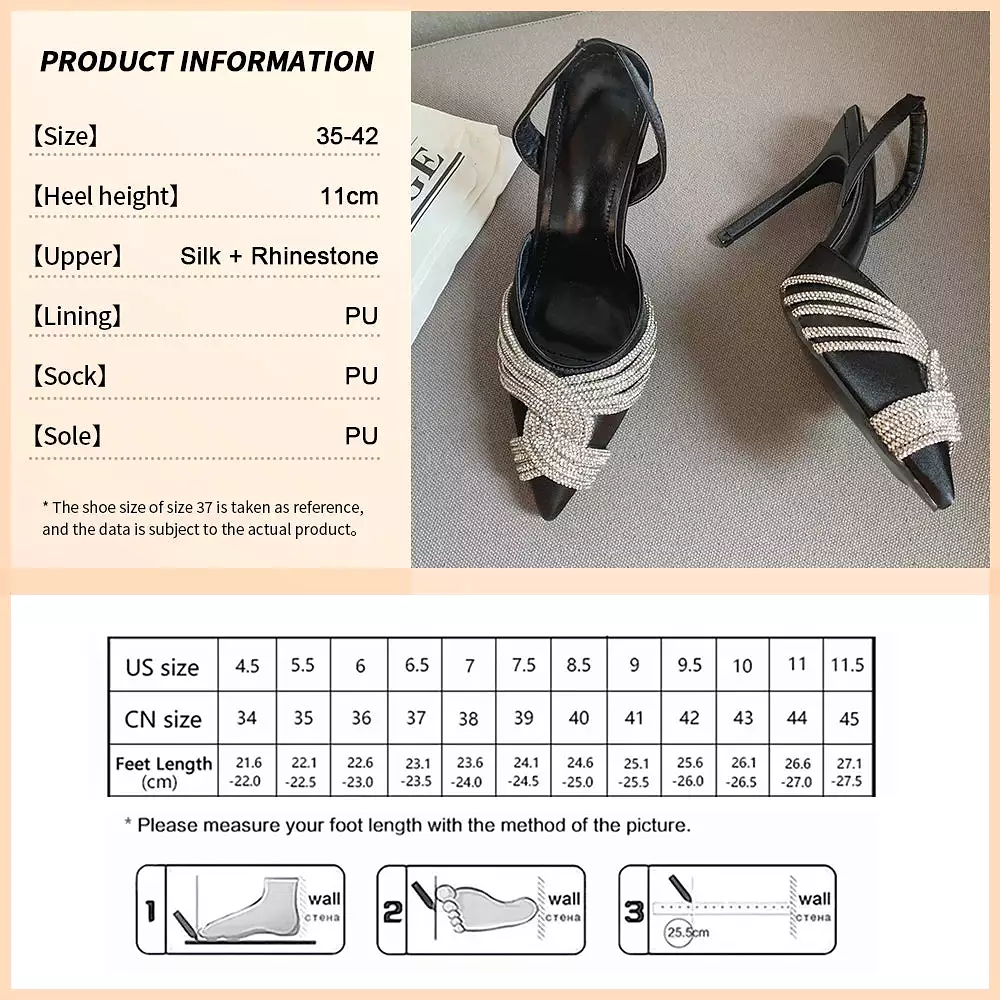 2024 Summer Occasion Women Summer Sexy High Heels Rhinestones Elegant Pointed Toe Party Shoes