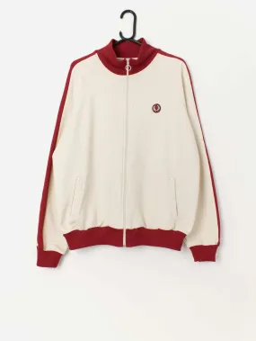 90s vintage Fred Perry track jacket in cream and red – Large