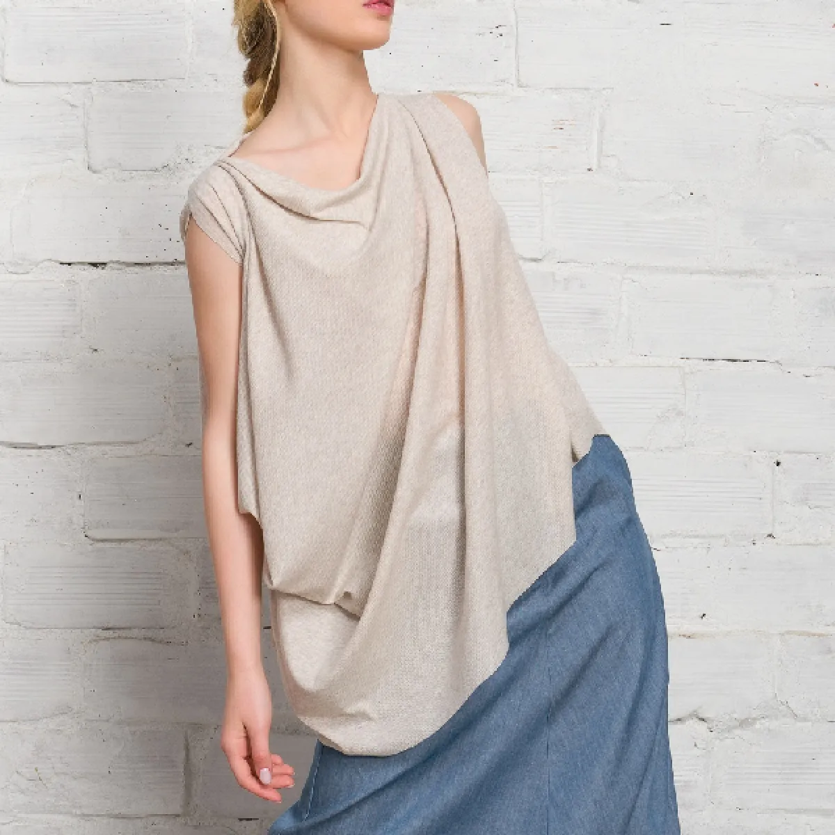 Aakasha  |Short Casual Style Rib Sleeveless Plain Handmade