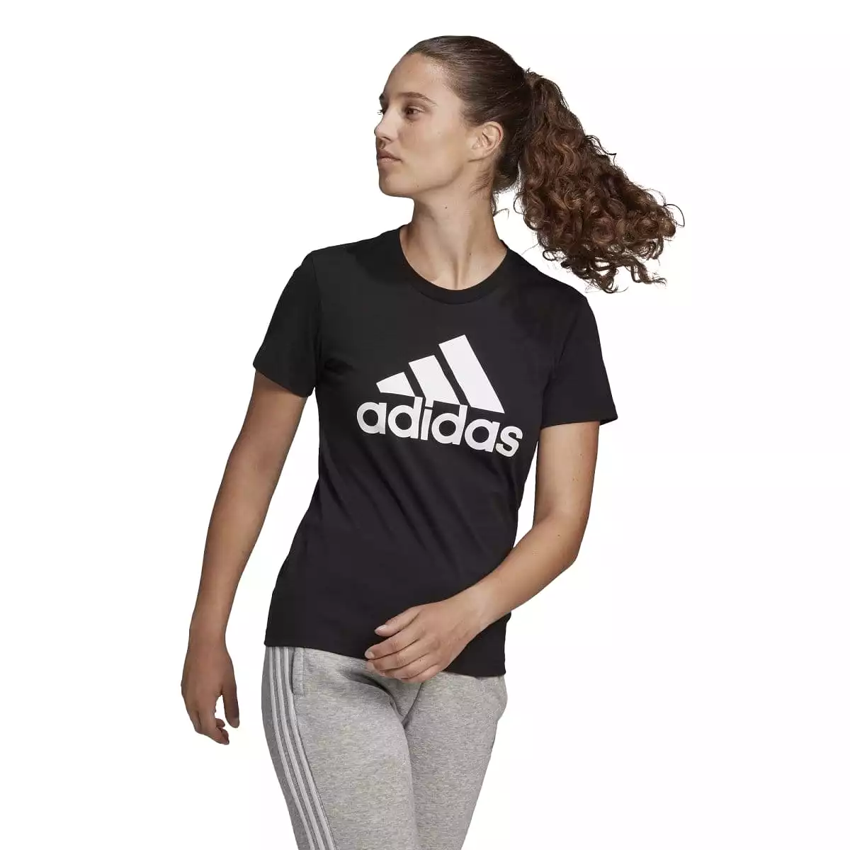 ADIDAS WOMEN'S LOUNGEWEAR ESSENTIALS LOGO BLACK TEE