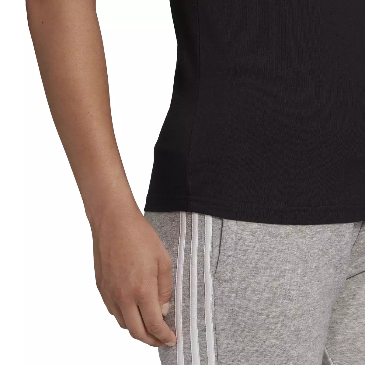 ADIDAS WOMEN'S LOUNGEWEAR ESSENTIALS SLIM 3-STRIPES BLACK TEE