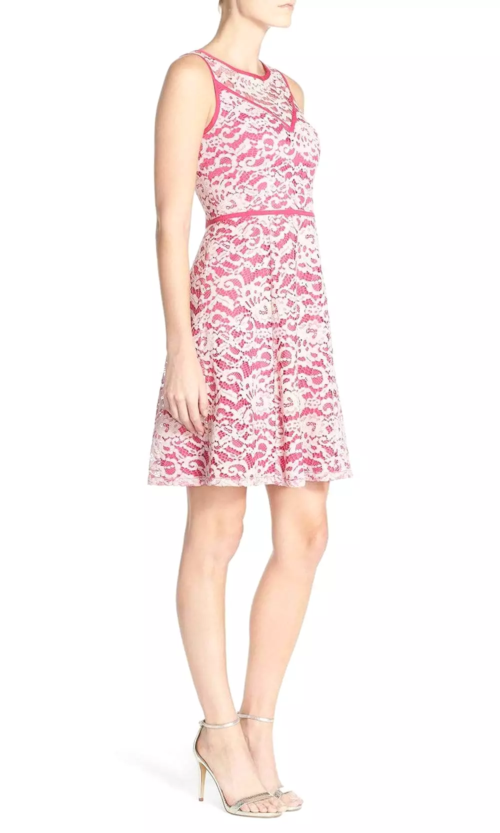 Adrianna Papell - 12253970 Floral Bateau Neck A-Line Dress