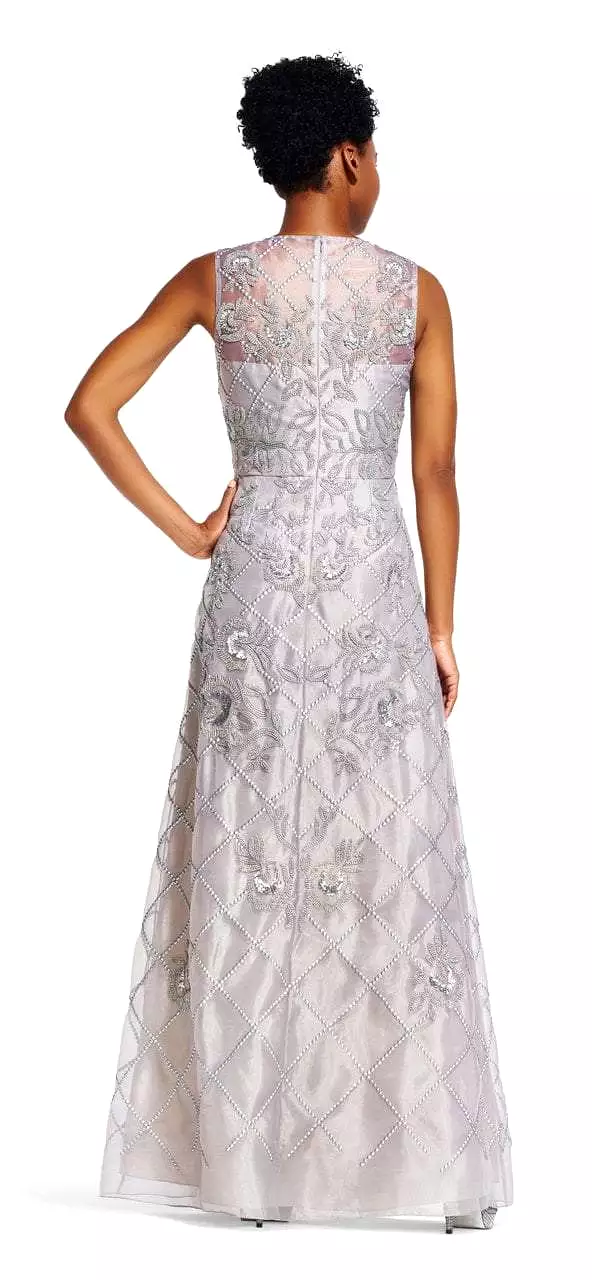 Adrianna Papell - AP1E201287 Beaded V-neck A-line Dress