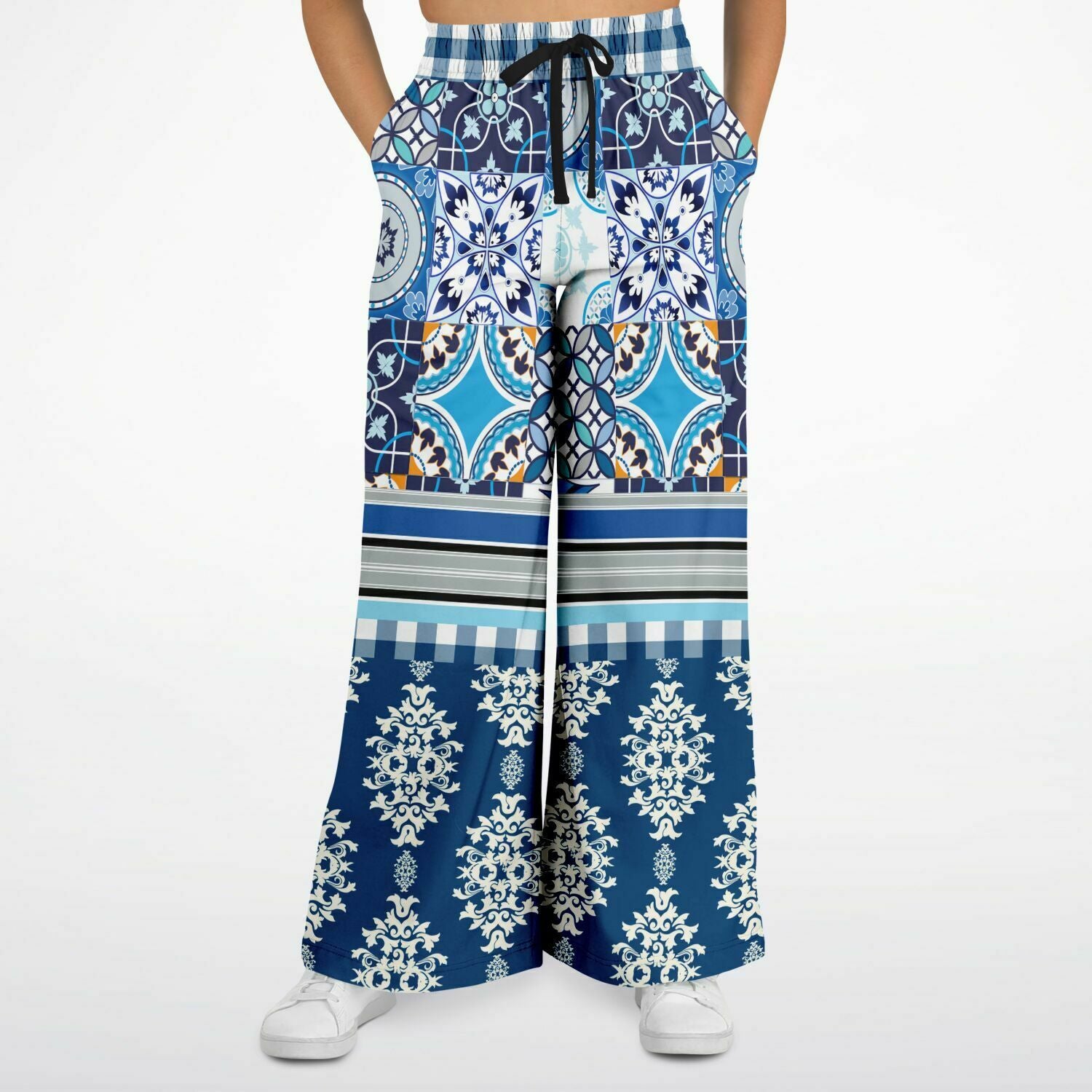 Agadir Moroccan Tile Eco-Poly Stretchy Phat Bellbottoms