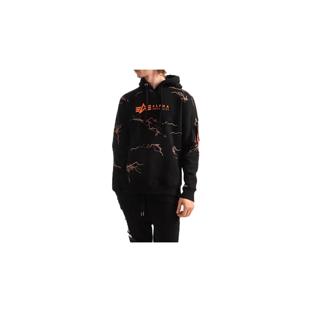 Alpha Industries Lightning AOP Hoody Black / Orange 106330-241