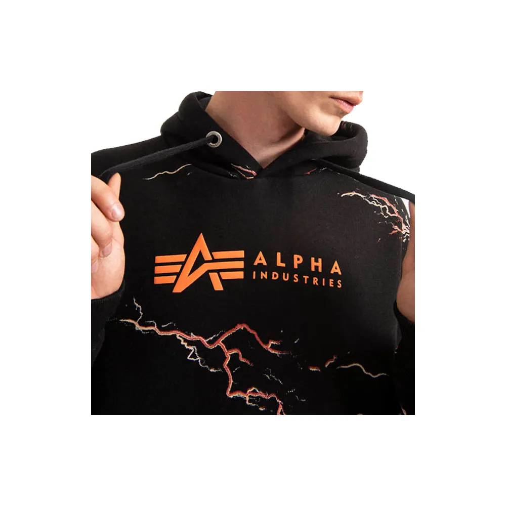 Alpha Industries Lightning AOP Hoody Black / Orange 106330-241