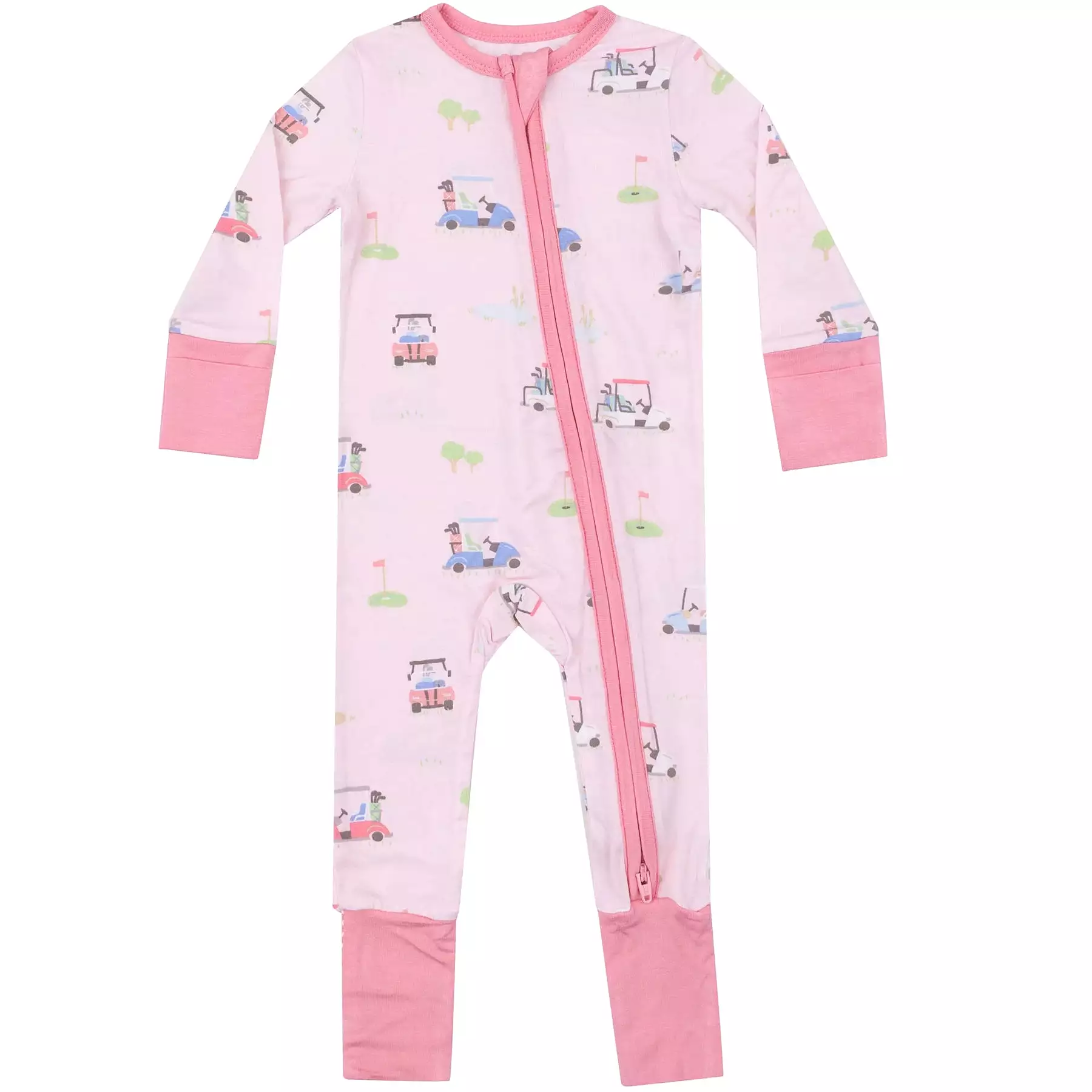 Angel Dear - Pink Golf Carts Zipper Romper