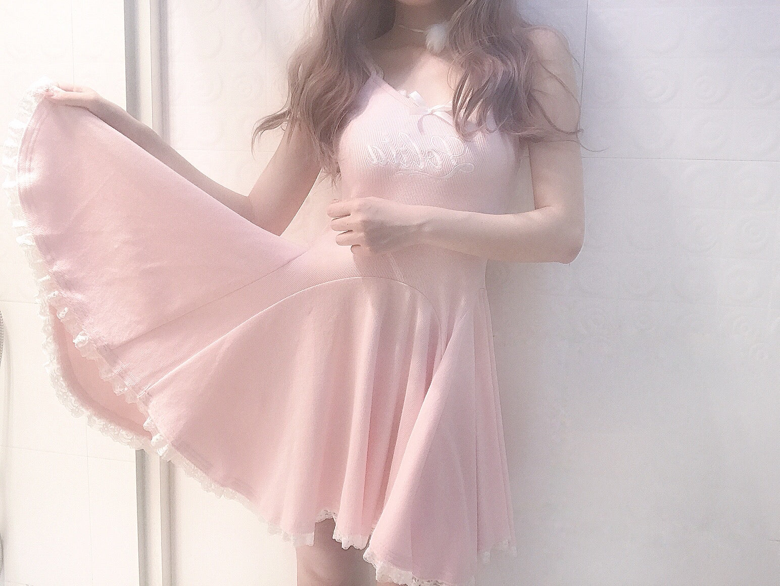 ballet style pink slip dress