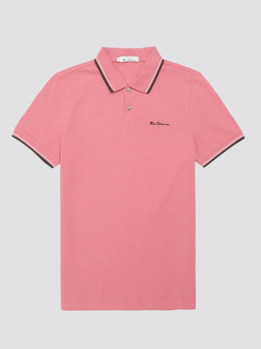 Ben Sherman Casual Short Sleeve Polo Shirt New Dark Pink