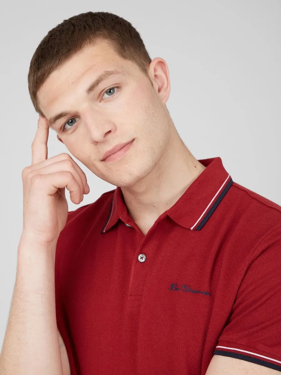 Ben Sherman Casual Short Sleeve Polo Shirt Red