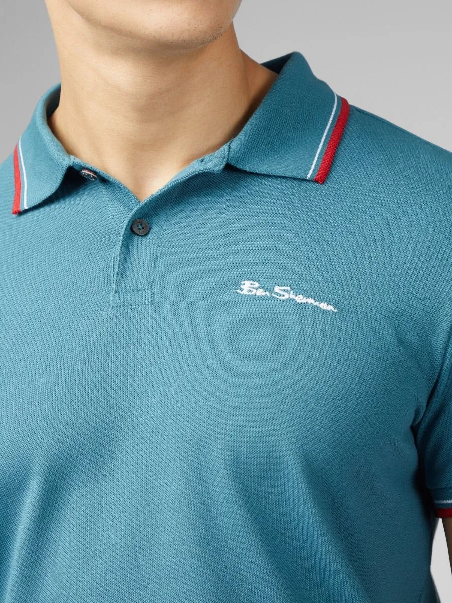 Ben Sherman Casual Short Sleeve Polo Shirt Teal