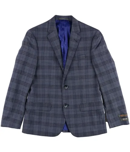 Ben Sherman Mens Plaid Two Button Blazer Jacket, TW1