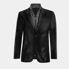  Blazer negro Ónix de terciopelo esencial con pieza gilet