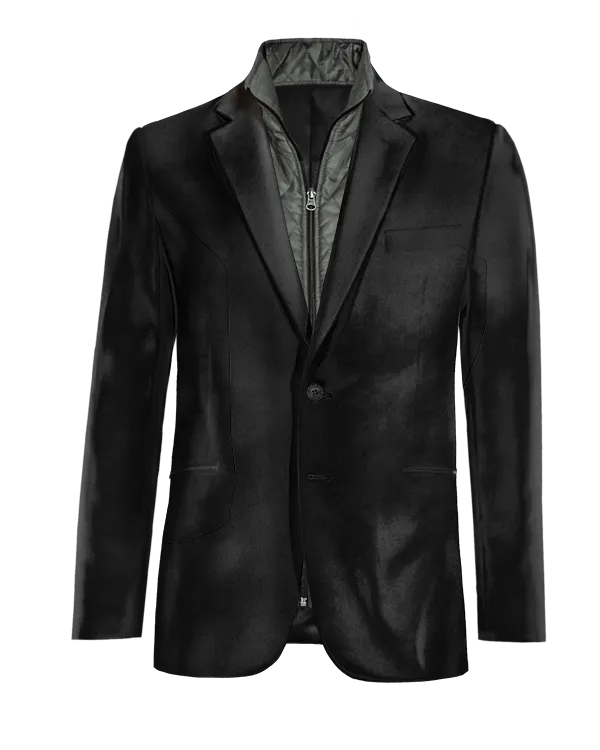  Blazer negro Ónix de terciopelo esencial con pieza gilet