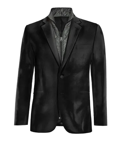  Blazer negro Ónix de terciopelo esencial con pieza gilet