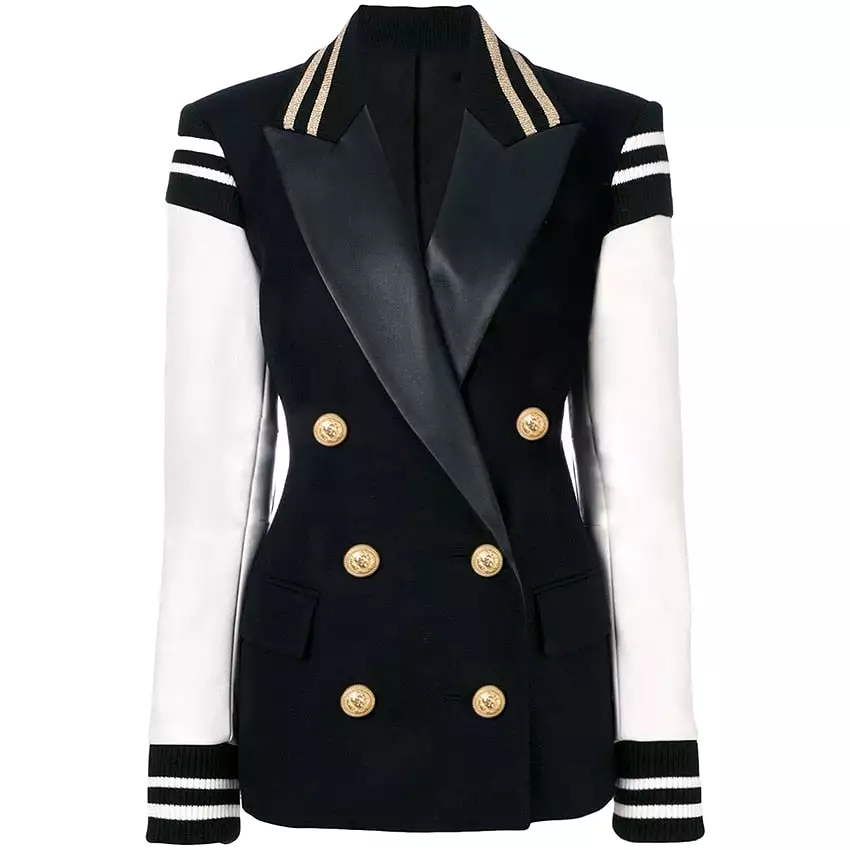 Captain Girl 2021 Blazer Varsity Jacket Women's Leather Sleeve Lion Buttons Blazer + Skirt