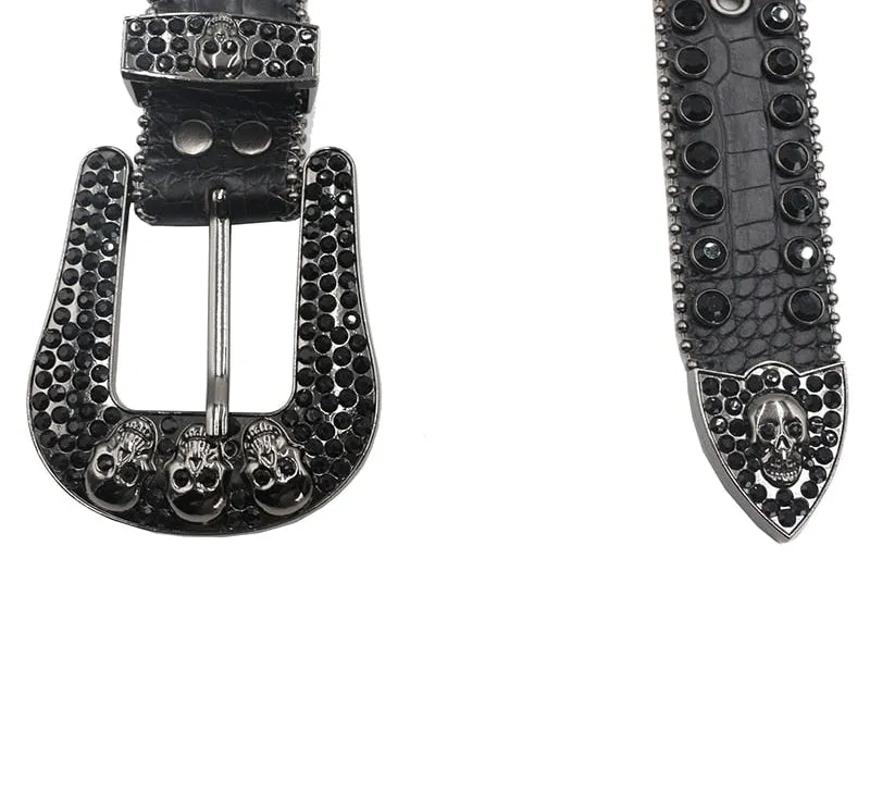 Casual Women's Leopard Crystal Diamond Rhinestones Pin Buckle Belt