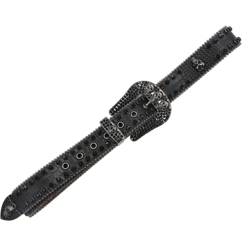 Casual Women's Leopard Crystal Diamond Rhinestones Pin Buckle Belt