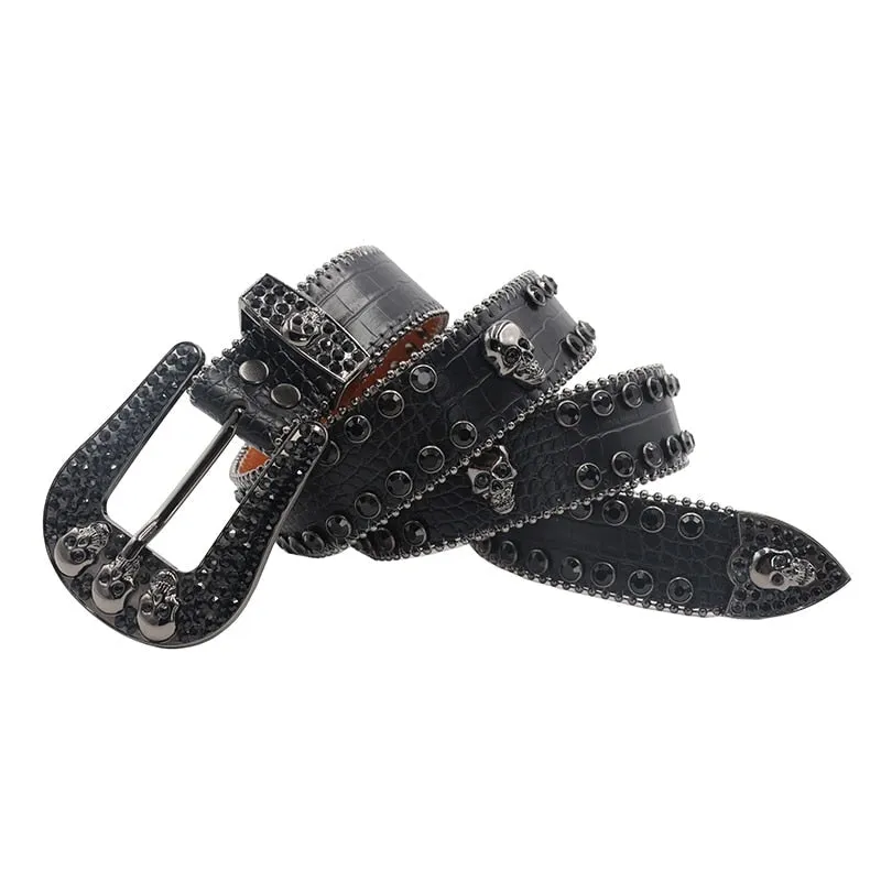 Casual Women's Leopard Crystal Diamond Rhinestones Pin Buckle Belt