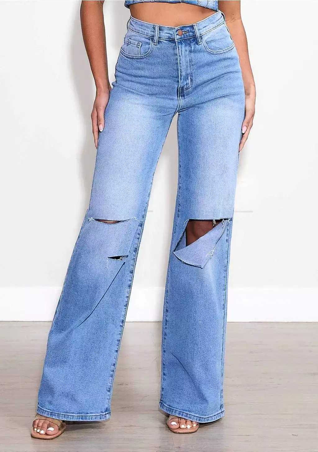 Catching Your Eye Straight Leg Jeans-Blue