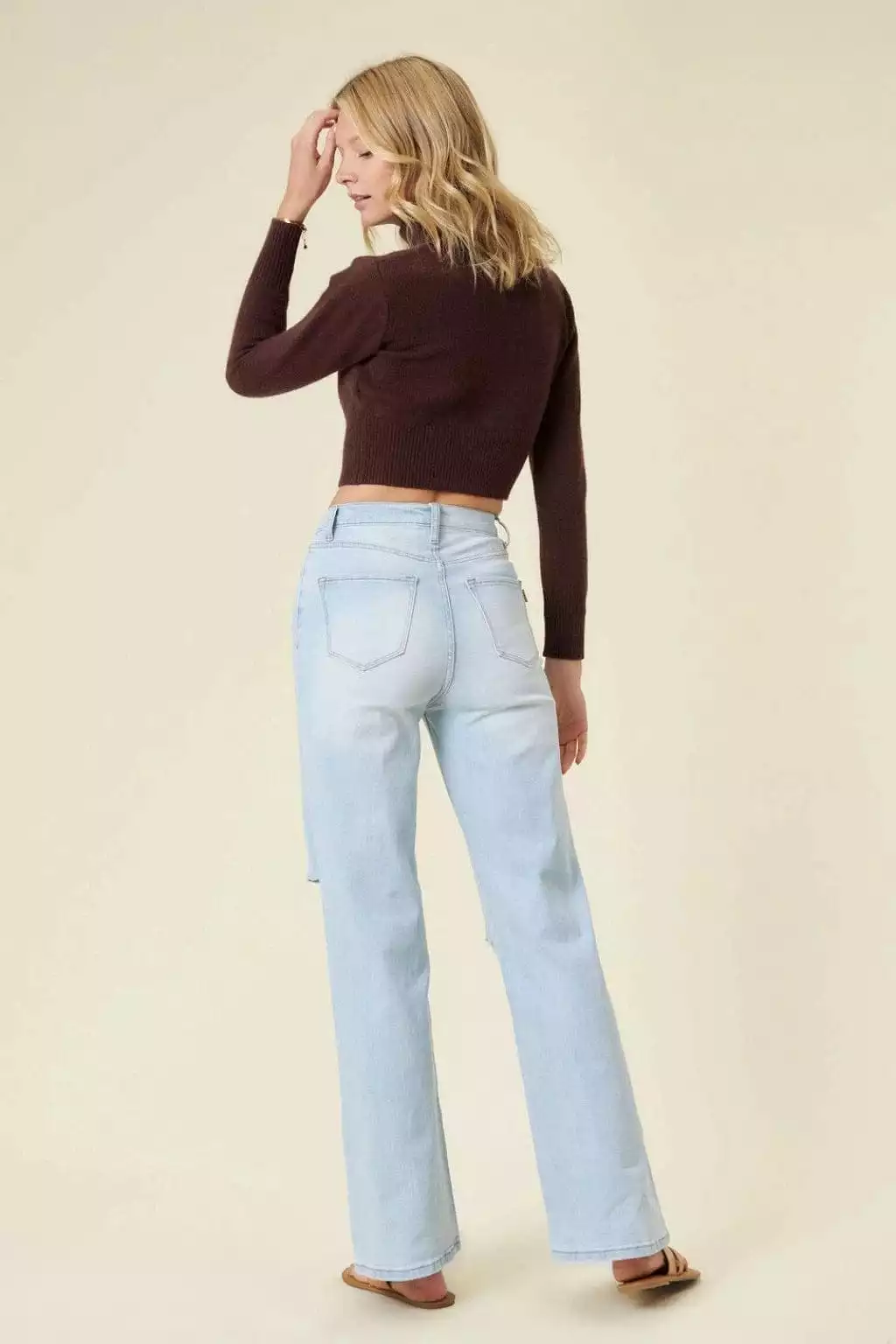 Catching Your Eye Straight Leg Jeans-Blue