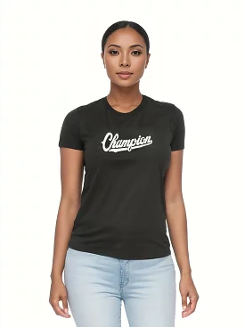 CHAMPION WOMEN'S GRAPHIC BLACK TEE