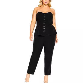 City Chic Womens Plus Emma Peplum Straight Leg Jumpsuit