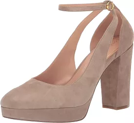 Cole Haan Remi Platform Irish Coffee Suede Ankle Strap Pointed Toe Heeled Pumps