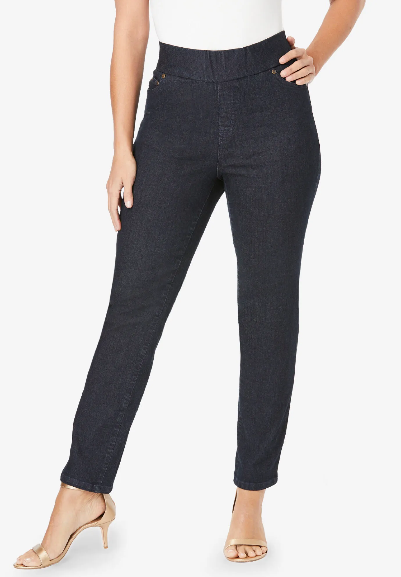 Comfort Waist Stretch Denim Straight Leg Jean