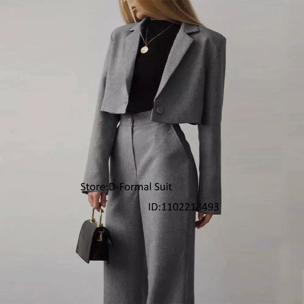 Copy of Women's 2 Piece Suit Female High Street Party Pant Sets Business Casual Short Blazer Set костюм женский(Jacket+Pants)