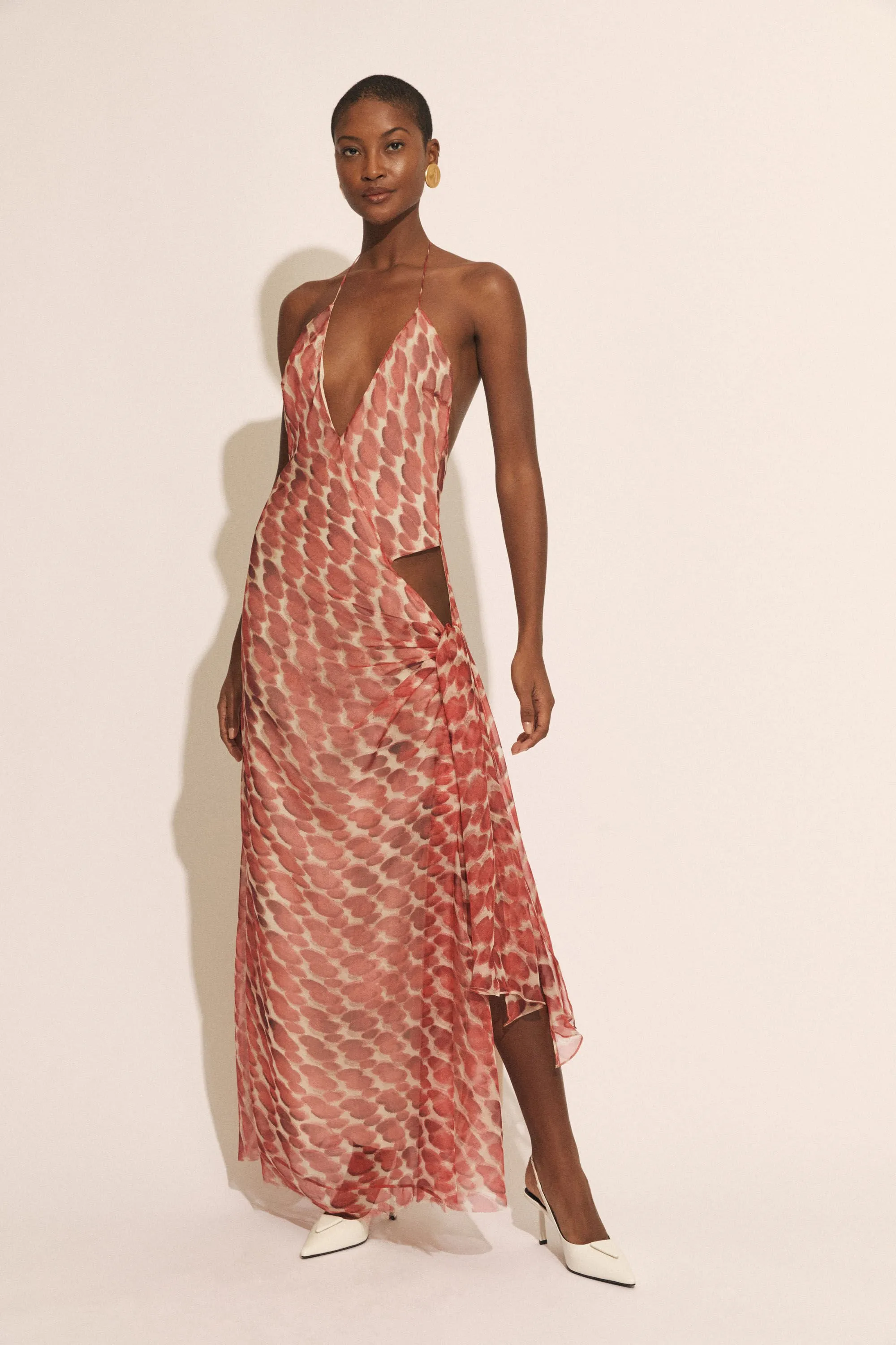 cyrel printed maxi dress in red spot