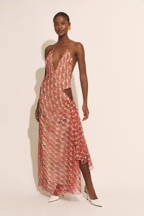 cyrel printed maxi dress in red spot