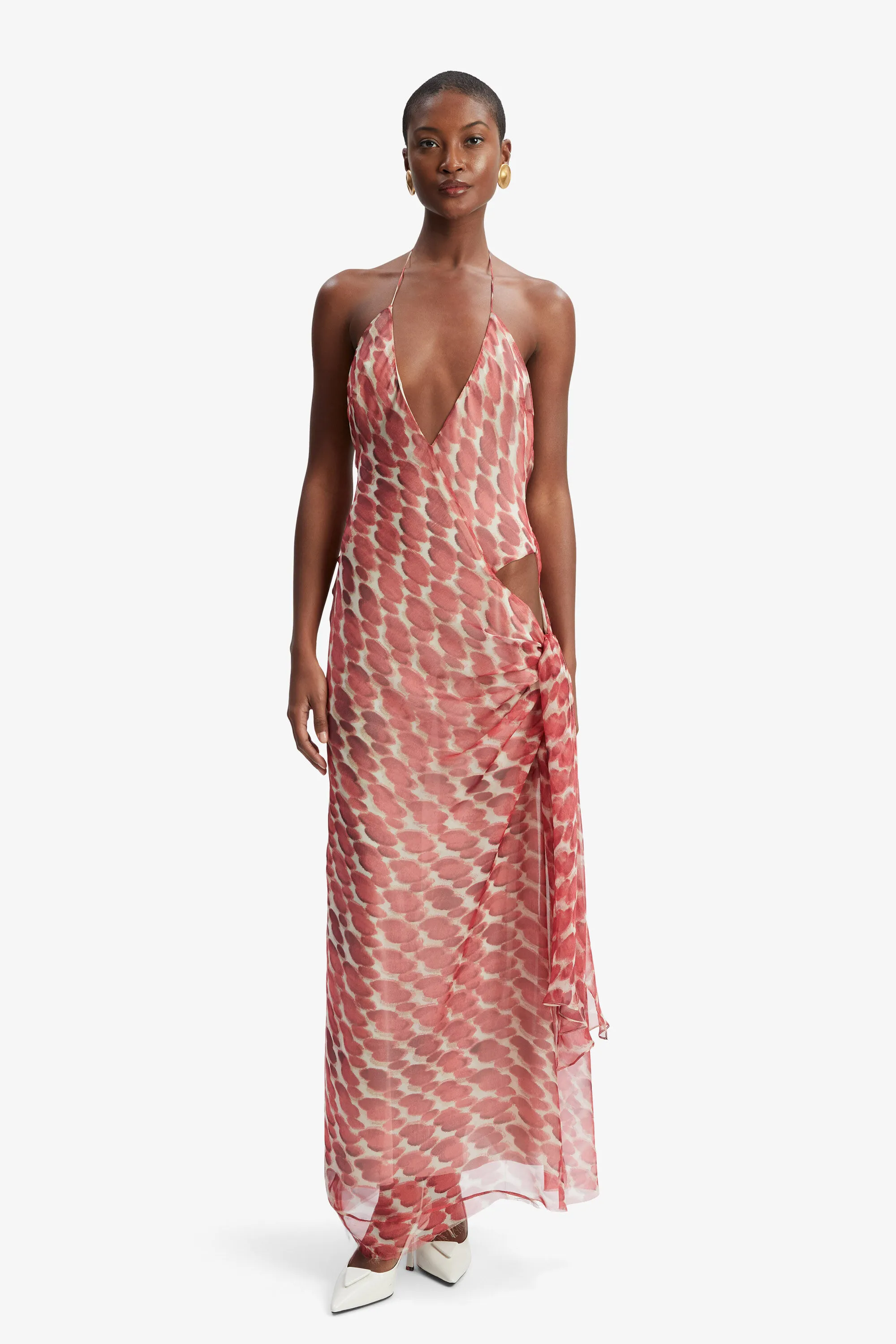 cyrel printed maxi dress in red spot