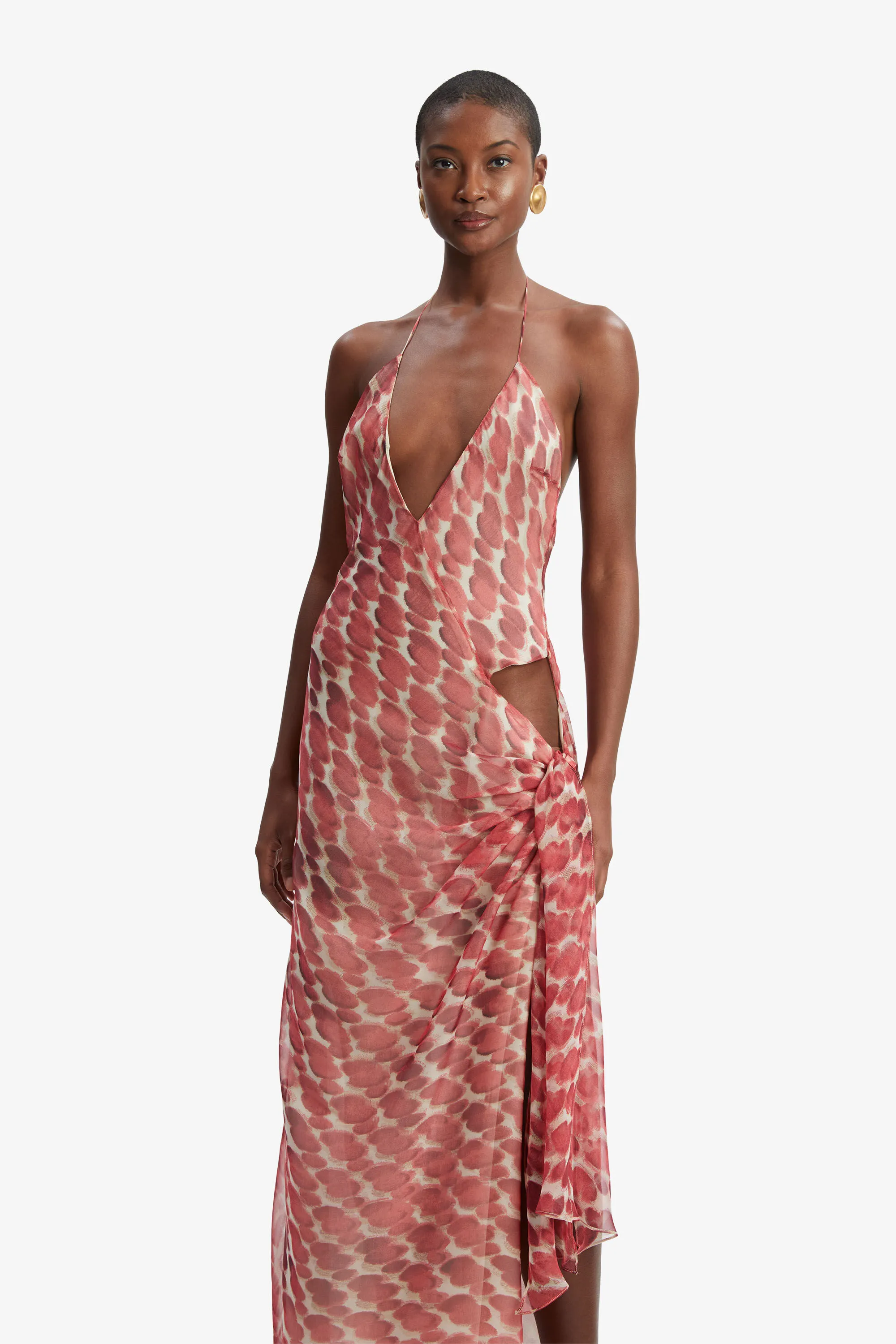 cyrel printed maxi dress in red spot