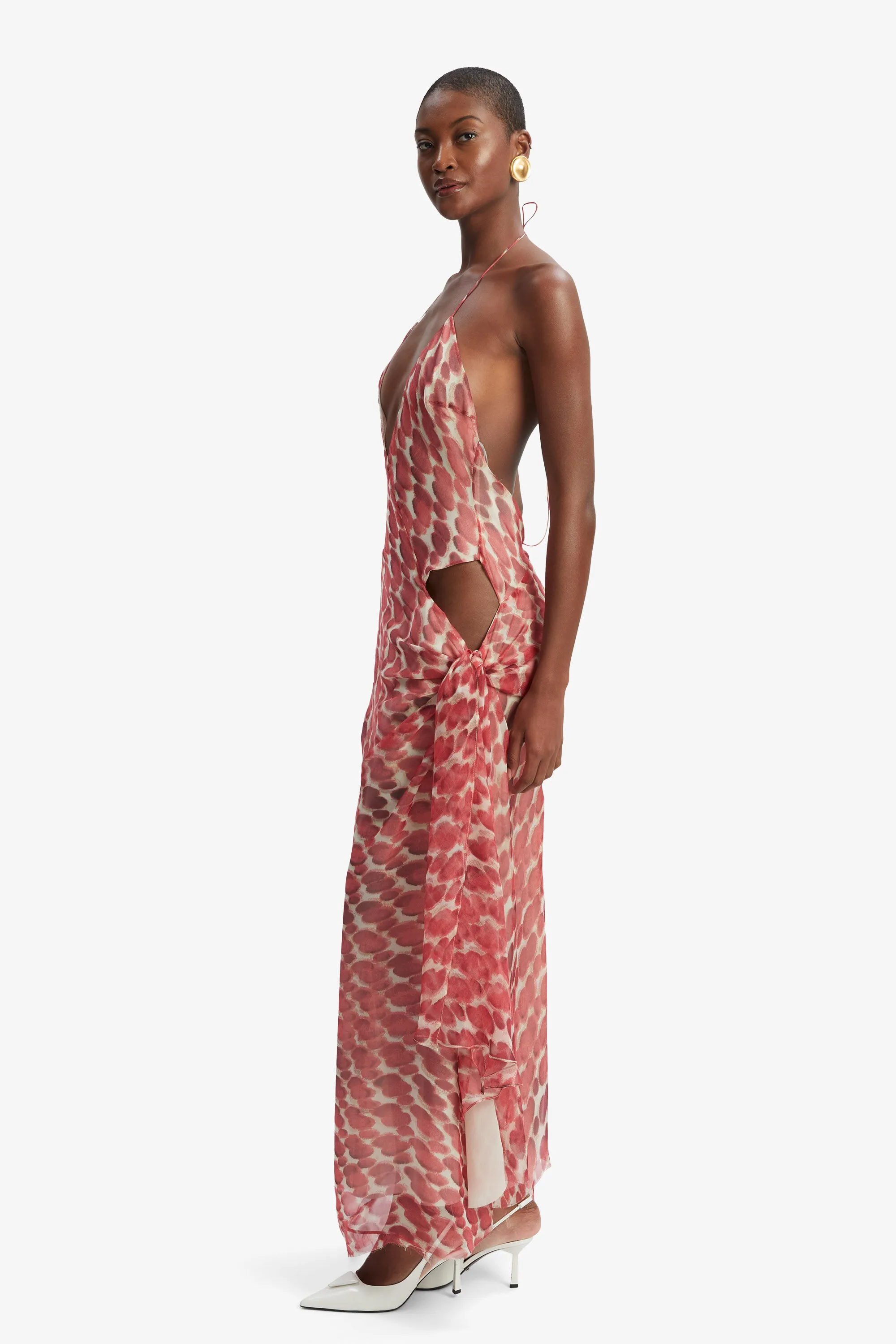 cyrel printed maxi dress in red spot