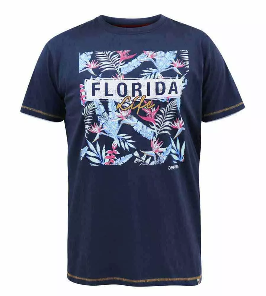 D555 Big Mens Florida Floral Printed T-Shirt (PRESTWICK)