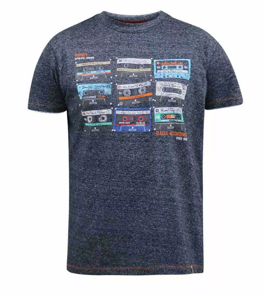 D555 Big Mens Multi Cassette Tape Printed T-Shirt (APSEY)