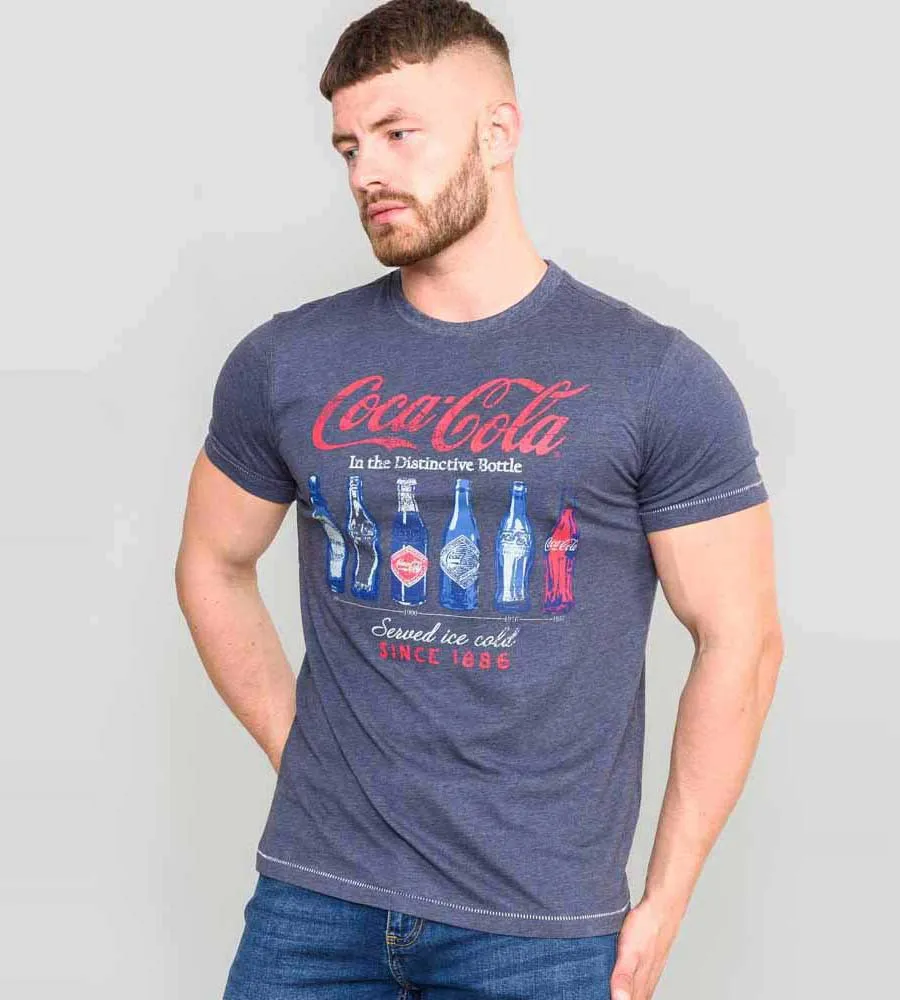 D555 Mens Official Coca Cola Bottle Printed T-Shirt (BOTTLES)