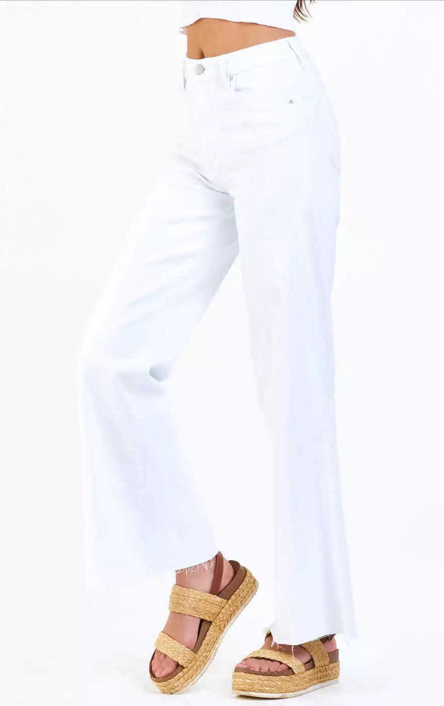 Dear John Fiona Super High Rise Wide Leg Jeans White