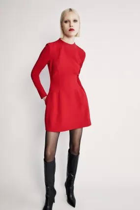 delphi long sleeve mini dress in deep red