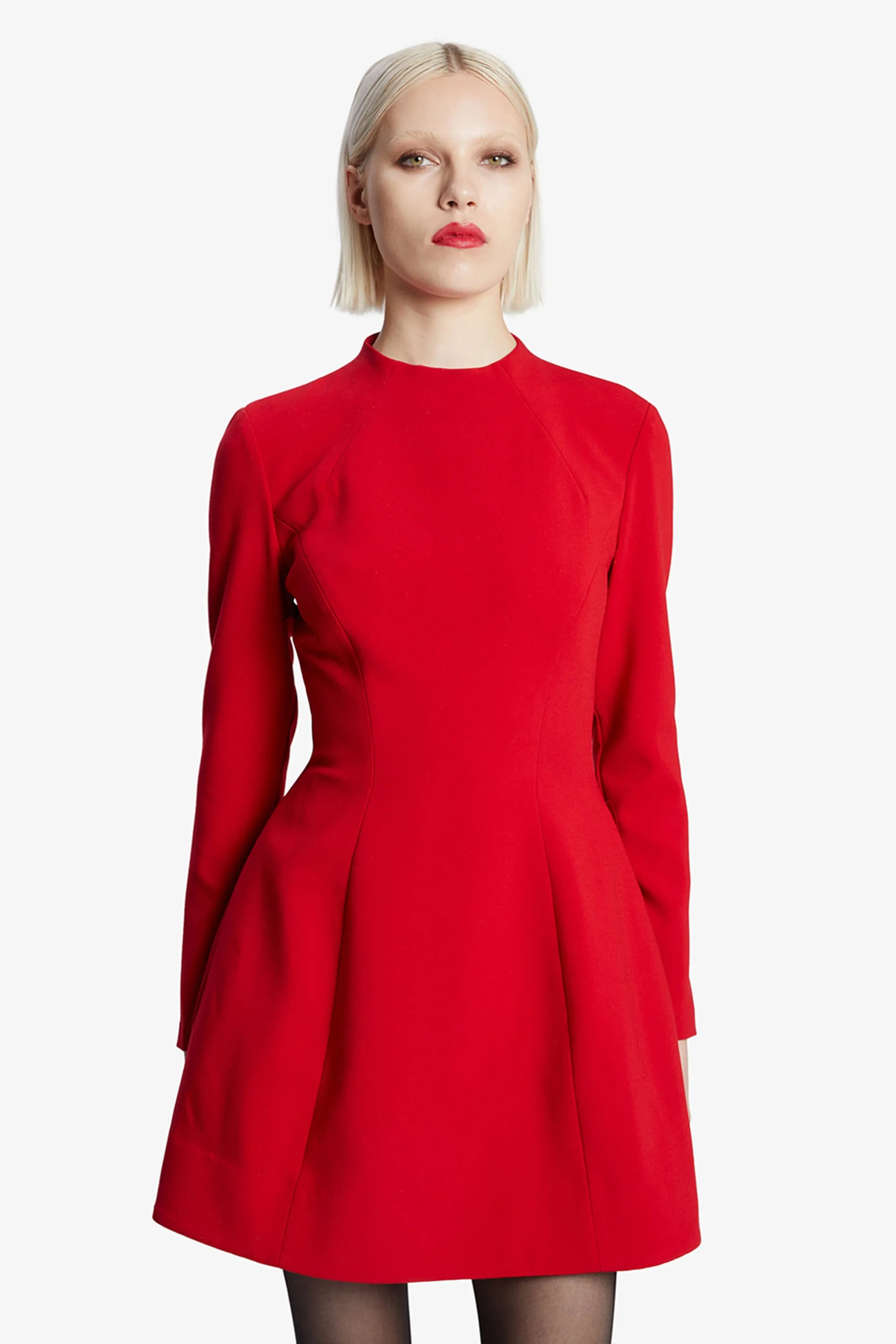 delphi long sleeve mini dress in deep red