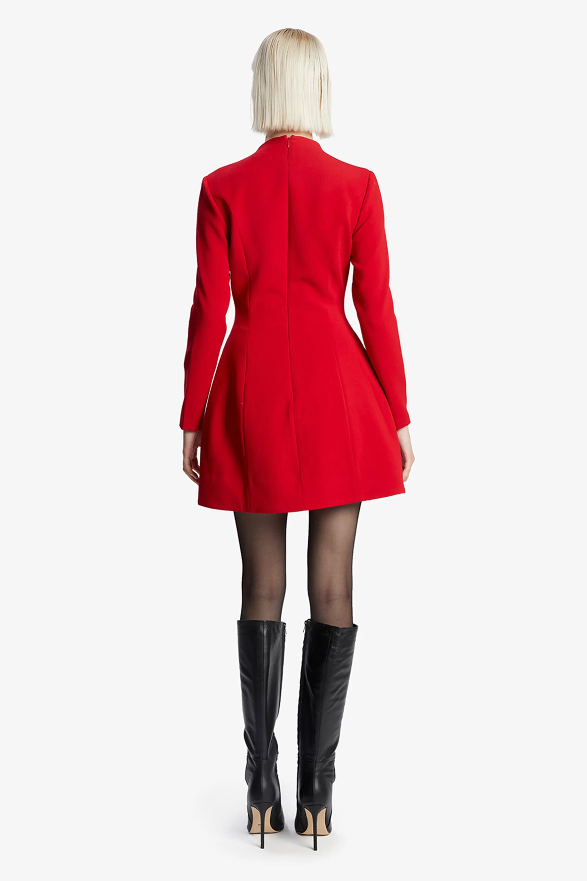 delphi long sleeve mini dress in deep red