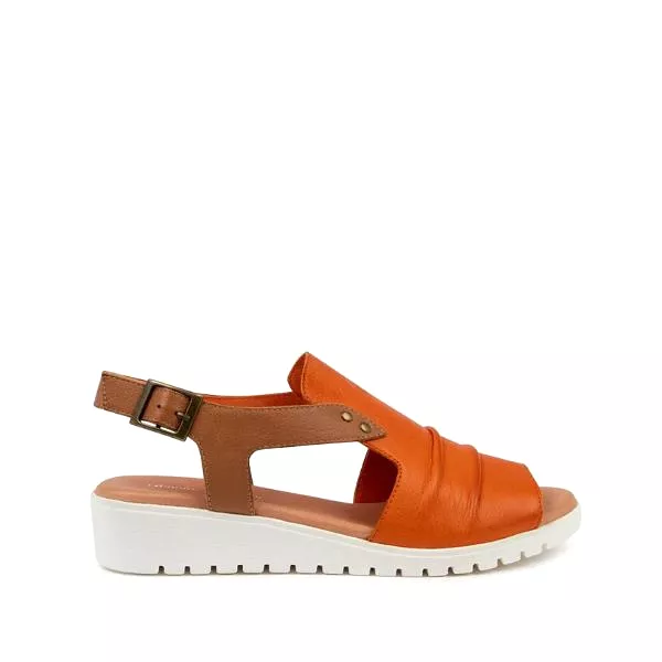 Django & Juliette Women's Madis Orange/Dark Tan Leather