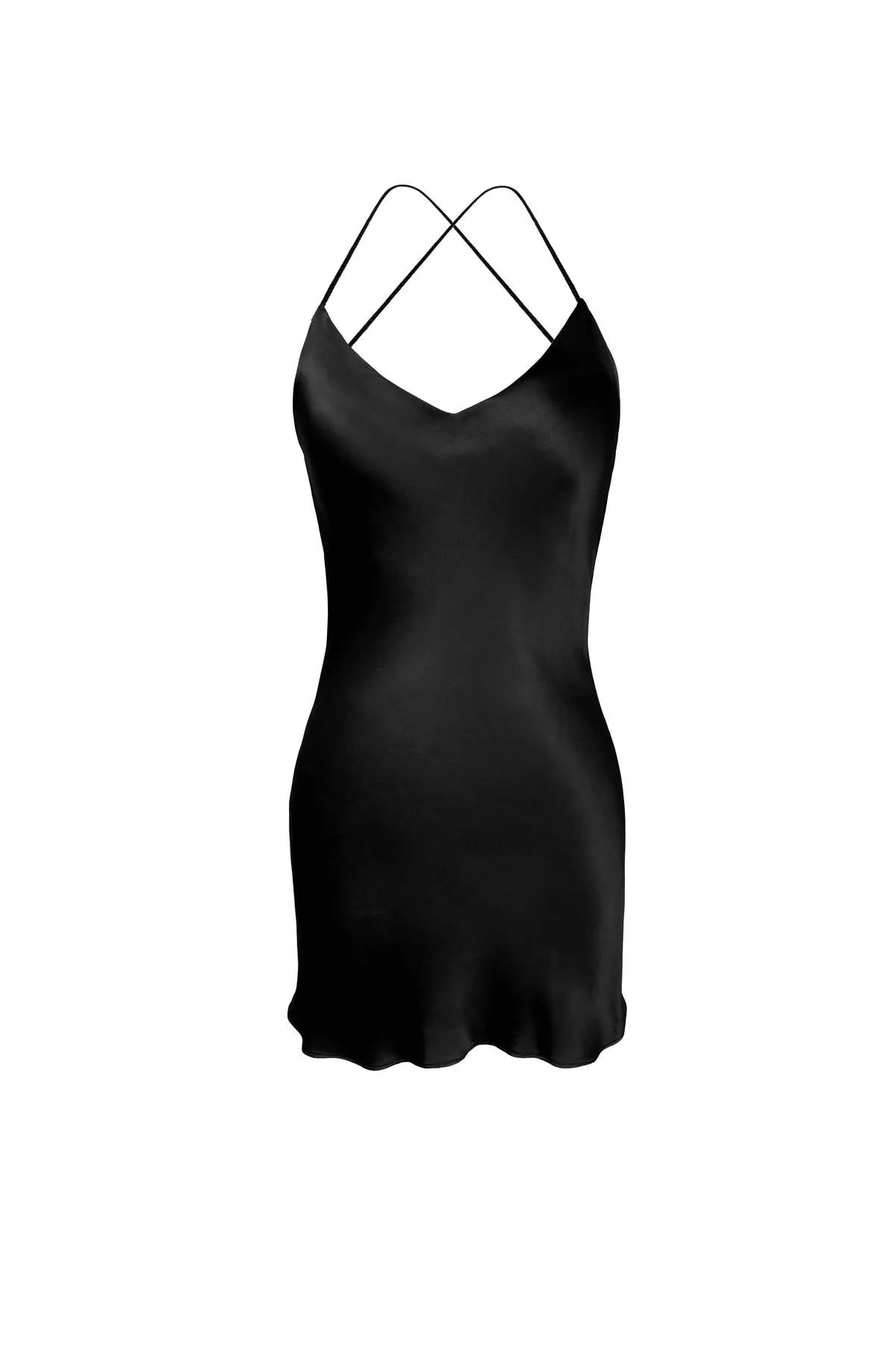 Dropper Silk Slip Dress - Black