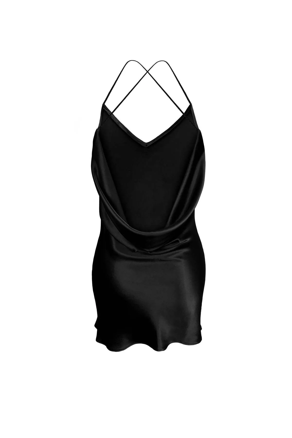 Dropper Silk Slip Dress - Black