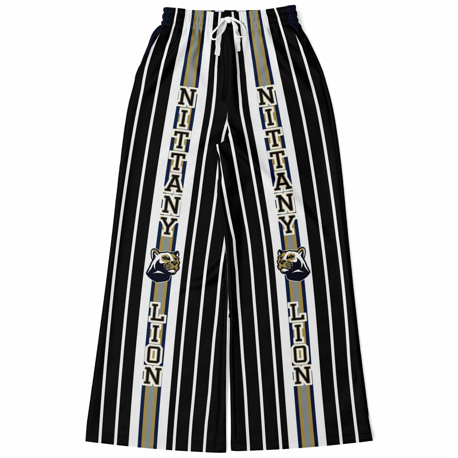 Ebony and Ivory Pinstripe Eco-Poly Stretchy Phat Bellbottoms