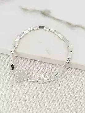 Envy Clover Beaded Stacking Bracelet - Silver