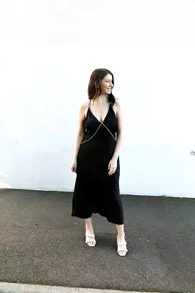 Esmaee Illusion Slip Dress (Black)