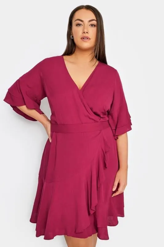 Evans Red Frilled Wrap Dress