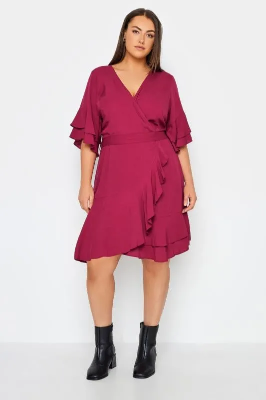 Evans Red Frilled Wrap Dress